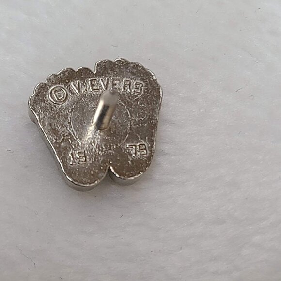 Baby Feet Lapel Pin Vtg 1979 V Evers Newborn Parenthood Infant Silver Tone - Picture 5 of 6